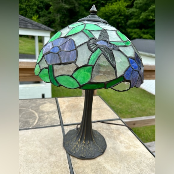 unknown Other Vintage Tiffany Style Stained Glass Hummingbird Lamp